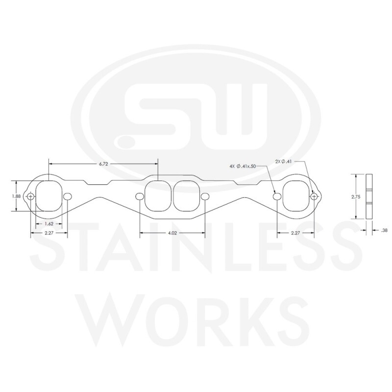 Stainless Works Small Block Chevy Squared Oval Port Header 304SS Exhaust Flanges 1-7/8in Primaries - Image 3