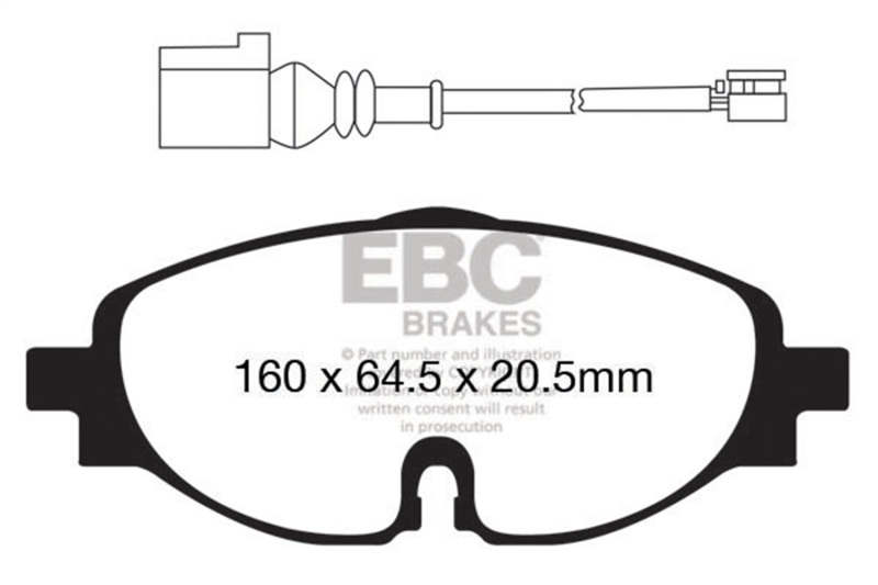 EBC 14+ Audi A3 1.8 Turbo Yellowstuff Front Brake Pads - Image 2