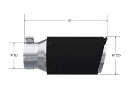 Alternative view of MBRP Universal Carbon Fiber Tip 6in OD/4in Inlet/12in L - Angle Cut Tip
