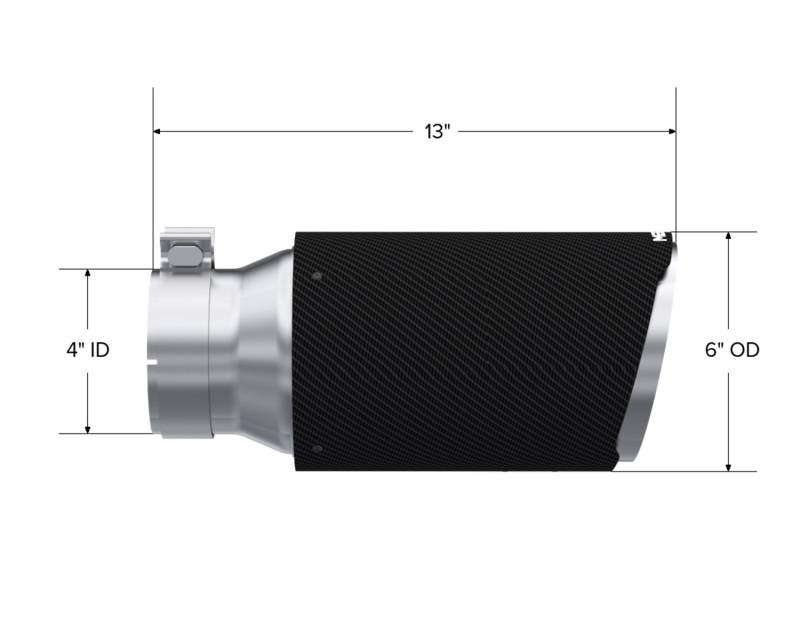 MBRP Universal Carbon Fiber Tip 6in OD/4in Inlet/12in L - Angle Cut Tip - Image 2