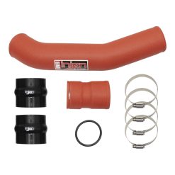 Alternative view of Injen 17-22 Ford F250/F/350/F-450/F-550 V8-6.7L Turbo Diesel Wrnkl Red Intercooler Hot Side Piping