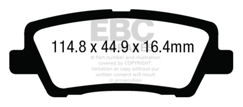 EBC 12+ Cadillac ATS 2.0 Turbo Yellowstuff Rear Brake Pads - Image 2