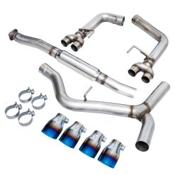 AWE Tuning 12-14 Subaru WRX STI Sedan Track Edition Exhaust - Vapor Blue Quad Tips (102mm) - Image 3