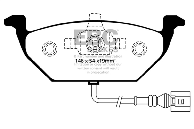 EBC 00-05 Volkswagen Beetle 2.0 Yellowstuff Front Brake Pads - Image 2