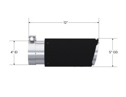 Alternative view of MBRP Universal Carbon Fiber Tip 4in ID/5in OD/12in L Dual Wall Angle Cut