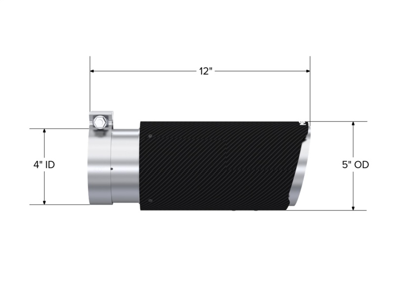 MBRP Universal Carbon Fiber Tip 4in ID/5in OD/12in L Dual Wall Angle Cut - Image 2