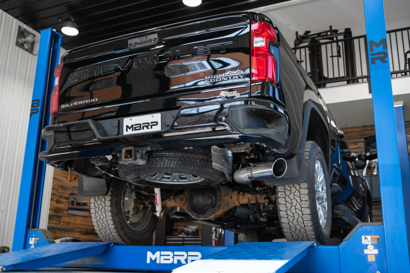 MBRP 2020+ GMC/Chevy 2500/3500 6.6L Duramax 4in Mand Bent Tubing AL-Ser Cat Back Single Side - Alum - Image 3
