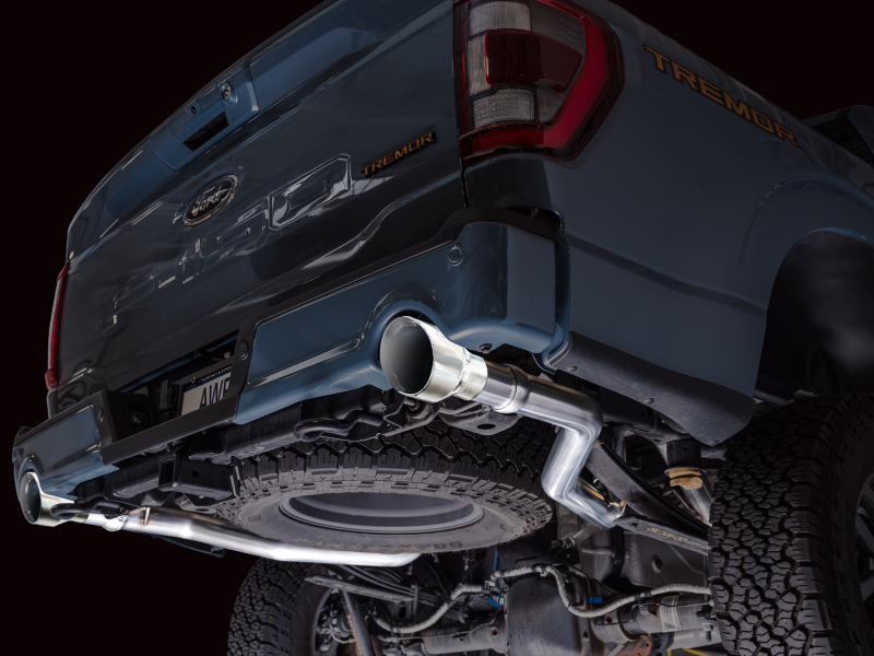 AWE Tuning 2021+ Ford F150 Tremor w/ Bumper Cutouts 0FG Non-Resonated Cat-Back w/ Chrome Silver Tips - Image 15