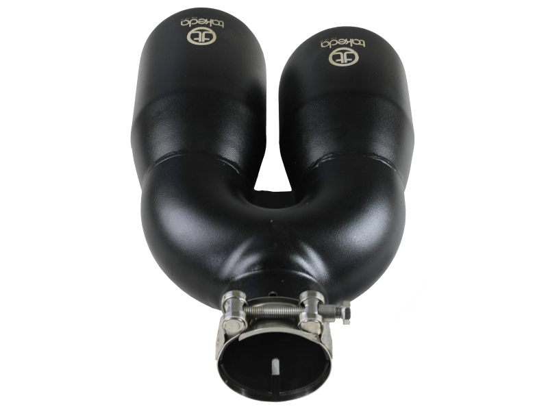 aFe Takeda 2.5in 304 Stainless Steel Clamp-on Exhaust Tip Driver Side 2.5in Inlet 4inDual-Black - Image 4