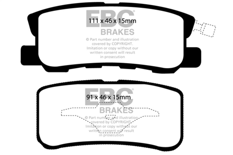EBC 11-14 Chrysler 200 3.6 Yellowstuff Rear Brake Pads - Image 2
