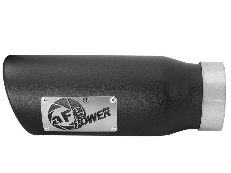 aFe MACH Force-Xp Universal Exhaust Tip 3-1/2ININ x 4-1/2IN Outlet x 12IN Black Left Side Exit - Image 2