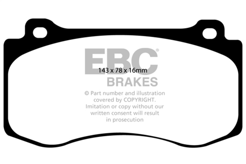 EBC 05-10 Chrysler 300C 6.1 SRT8 Yellowstuff Front Brake Pads (Excl 6 Piston Calipers) - Image 2