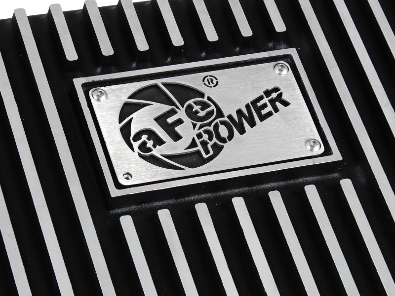 aFe POWER Transmission Pan Ford Trucks 80-92 (AOD Transmission)- Black w/ Machined Fins - Image 7