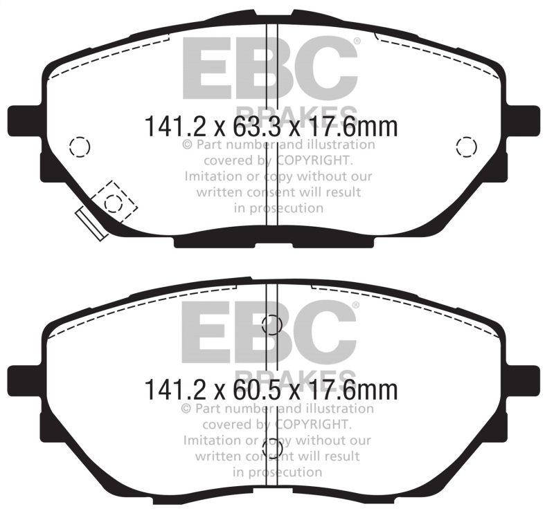 EBC 2017+ Toyota C-HR 2.0L Yellowstuff Front Brake Pads - Image 2