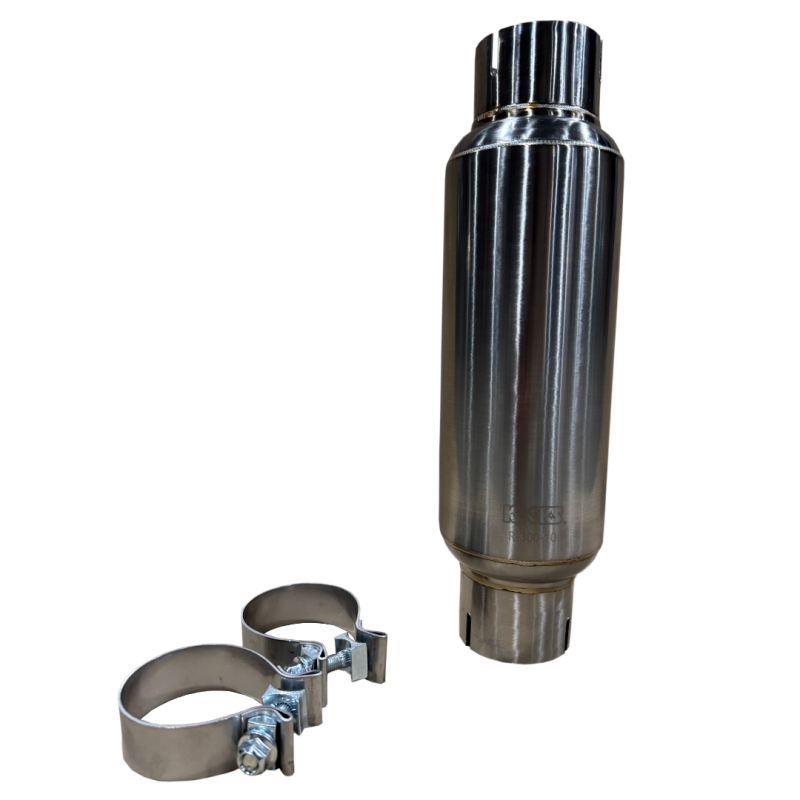 Kooks 3in Round Clamp In Muffler 10in Long Body Polished Stainless Steel - Image 3