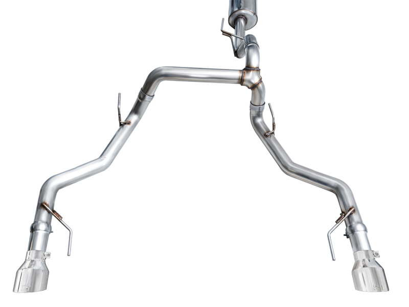 AWE Tuning 2021+ Ford F150 Tremor w/ Bumper Cutouts 0FG Resonated Cat-Back w/ Chrome Silver Tips - Image 12