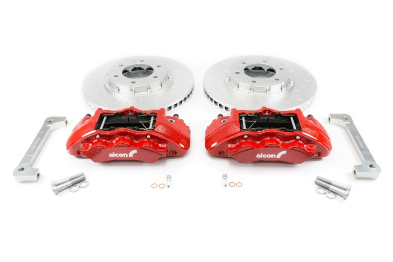 Alcon 2019+ Ford Ranger/2020+ Bronco 2.3L 350x34mm Rotors 6-Piston Calipers Front Brake Kit - Red - Image 2