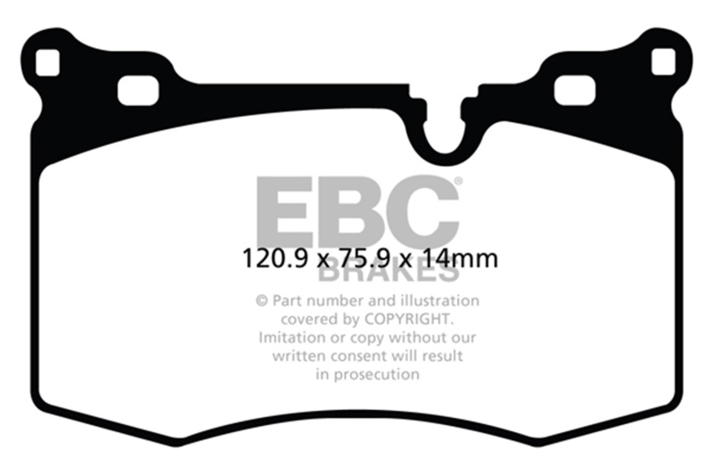 EBC 09-14 Mini Hardtop 1.6 Turbo J.C Works Yellowstuff Front Brake Pads - Image 2