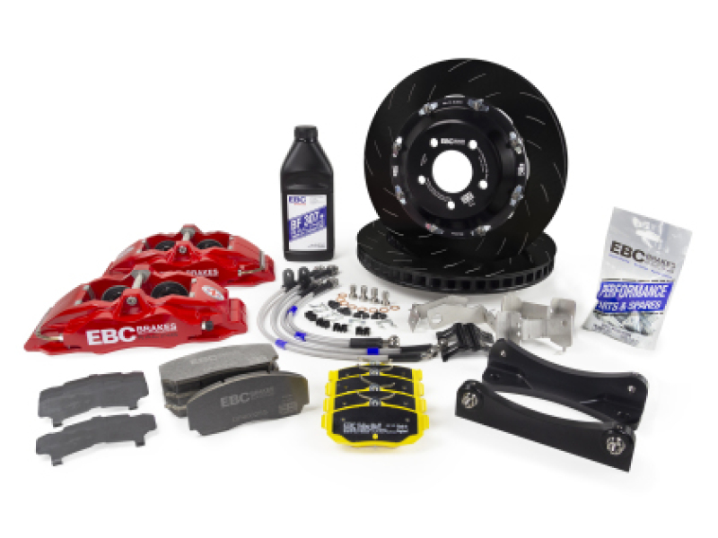 EBC Racing 01-07 Acura RSX Type S 2.0L Red Apollo-4 Calipers 330mm Rotors Front Big Brake Kit - Image 2
