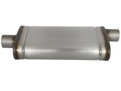 Alternative view of aFe MACHForce XP SS Muffler 2.5in Center Inlet / 2.5in Offset Outlet 18in L x 9in W x4in H Body