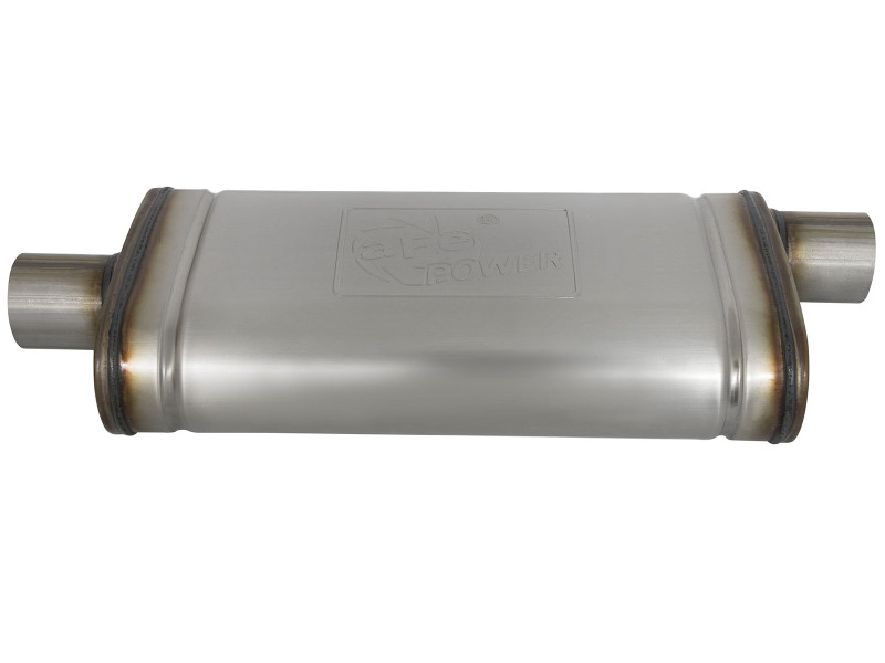 aFe MACHForce XP SS Muffler 2.5in Center Inlet / 2.5in Offset Outlet 18in L x 9in W x4in H Body - Image 2