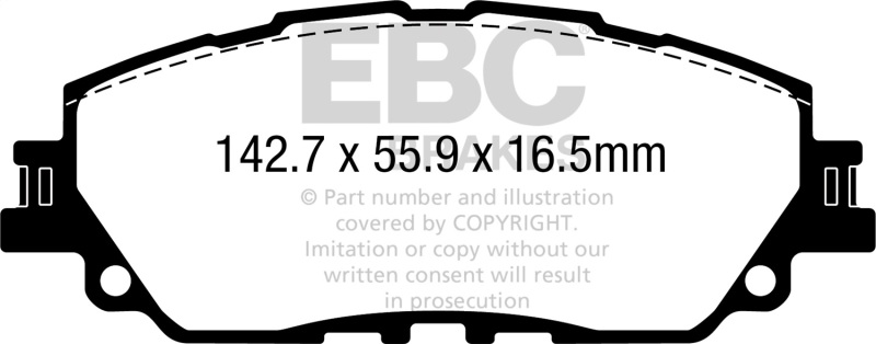 EBC 2019+ Lexus ES300H 2.5L Hybrid Yellowstuff Front Brake Pads - Image 2
