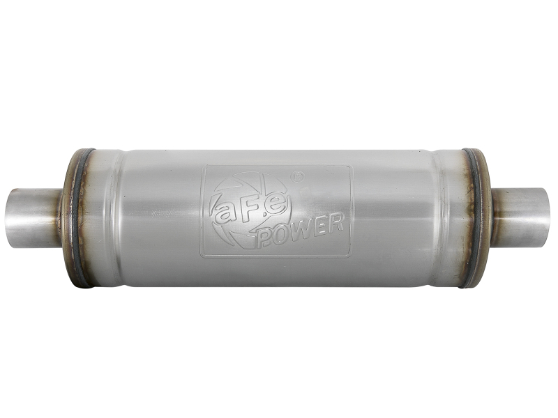 aFe MACH Force-Xp 409 SS Muffler 2.5in Center/Center 18in L x 6in Dia - Round Body - Image 2