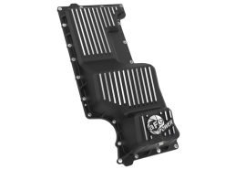 Alternative view of aFe 20-25 GM Trucks L6 3.0L Engine Oil Pan - Black w/ Machined Fins