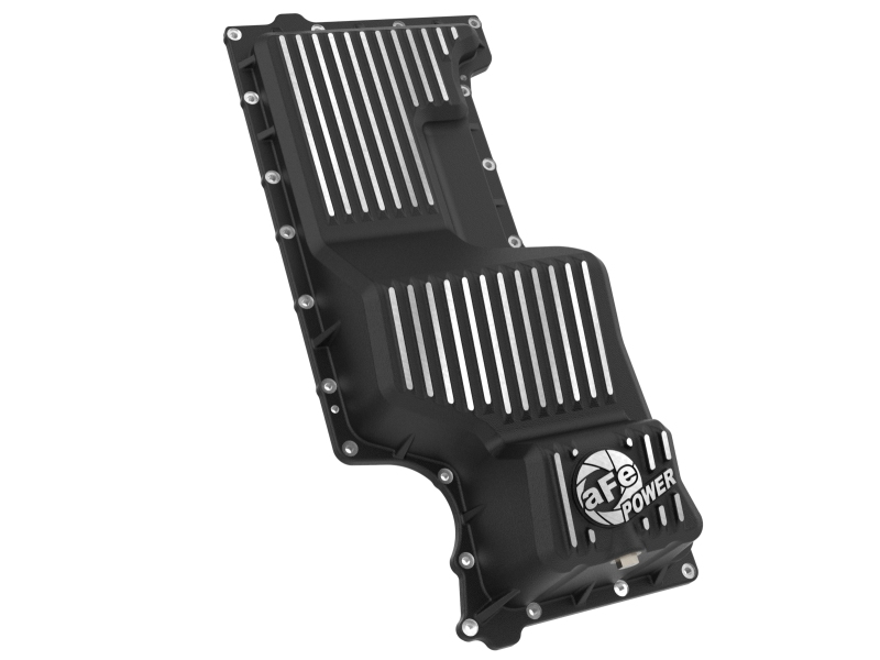 aFe 20-25 GM Trucks L6 3.0L Engine Oil Pan - Black w/ Machined Fins - Image 2