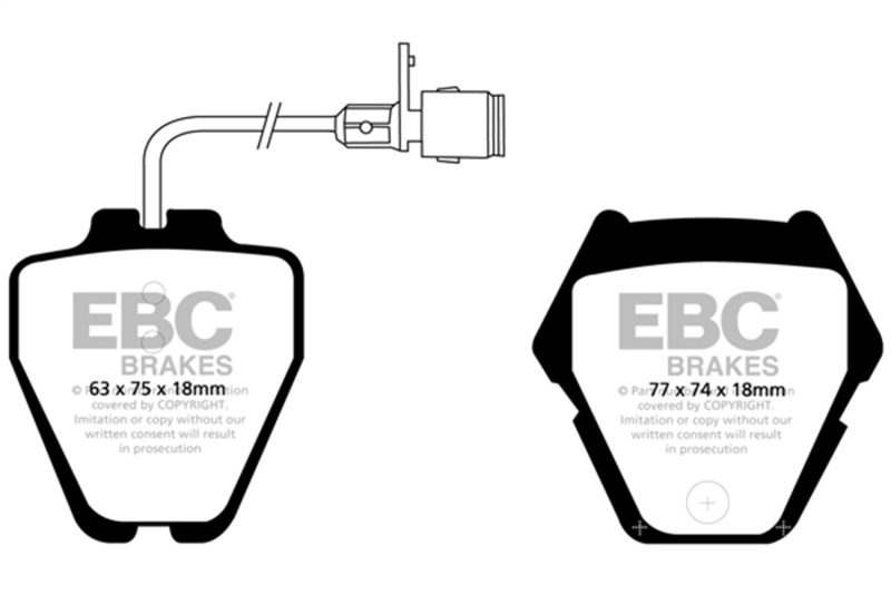 EBC 00-03 Audi A8 Quattro 4.2 (8 Pad Set) Yellowstuff Front Brake Pads - Image 2