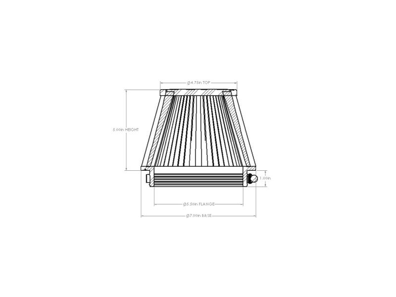 aFe POWER Universal Clamp-On Air Filter w/ D2 Dura-Dry Media - 5.5in F x 7in B x 4.75in T x 5in H - Image 6