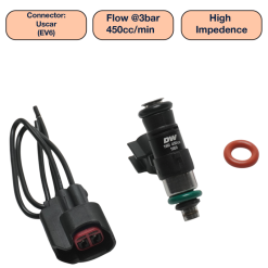 DeatschWerks Universal 450cc Single Fuel Injector / 34mm Length / 14mm O-Ring Seals
