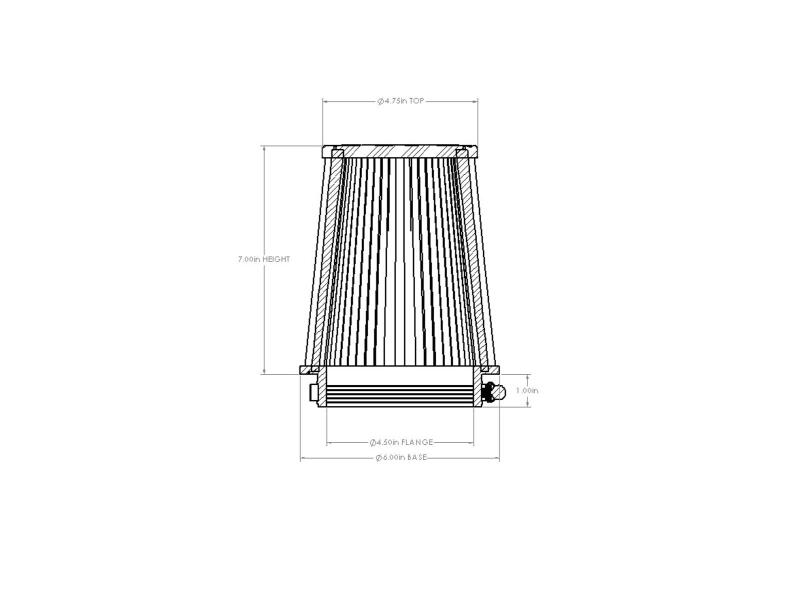 aFe POWER Universal Clamp-On Air Filter w/ D2 Dura-Dry Media - 4.5in F x 6in B x 4.75in T x 7in H - Image 6