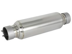 aFe MACH Force-Xp Resonator 2-1/2 IN Inlet/Outlet x 4 IN Dia. x 12 IN Body x 15 IN Overall Length