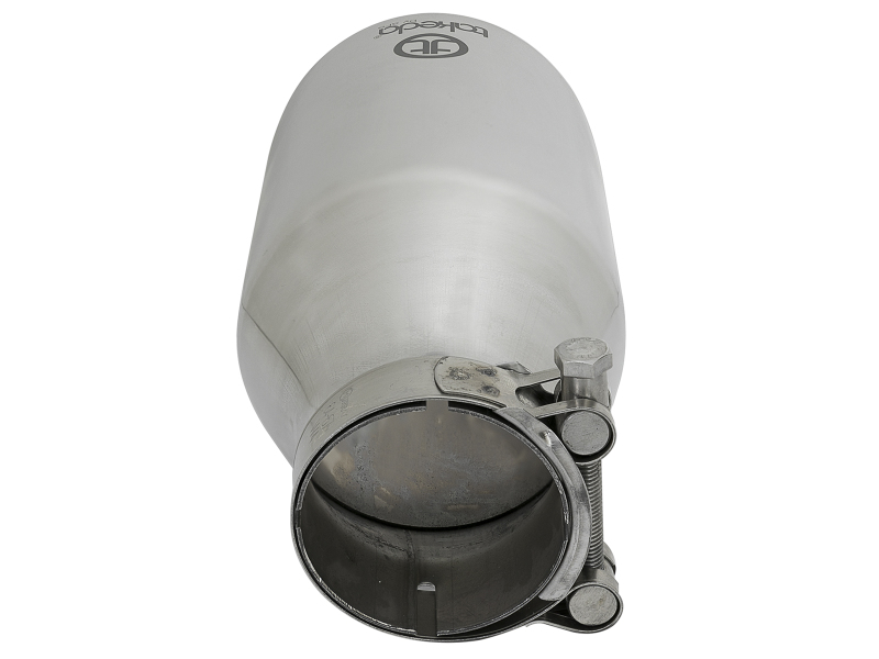 aFe Takeda 304 Stainless Steel Clamp-On Exhaust Tip 2.5in. Inlet / 4.5in. Outlet / 9in. L - Polished - Image 4