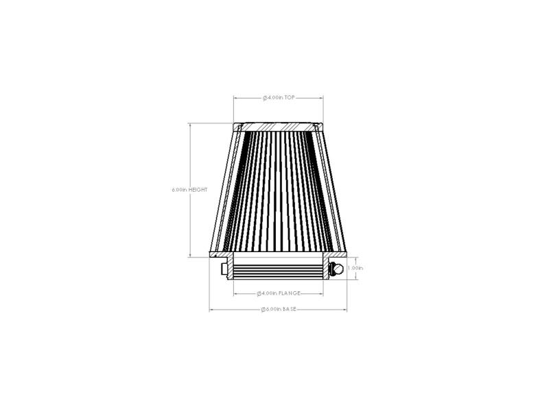 aFe POWER Universal Clamp-On Air Filter w/ D2 Dura-Dry Media - 4in F x 6in B x 4in T x 6in H - Image 6
