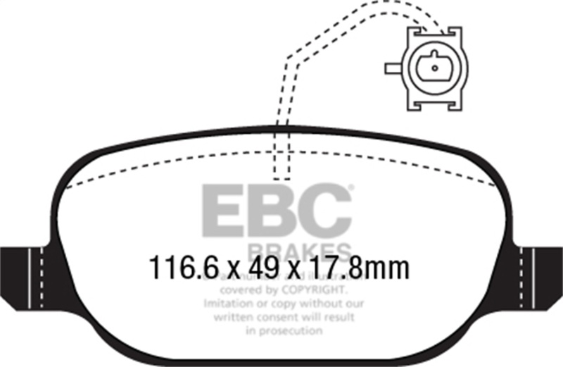 EBC 2014+ Alfa Romeo 4C 1.75L Turbo Yellowstuff Rear Brake Pads - Image 2