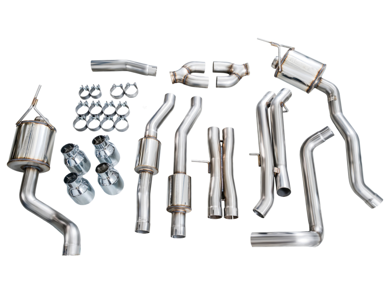 AWE Tuning 2021+ Cadillac Escalade 6.2L 0FG Dual Exit Exhaust System w/ 5in Chrome Silver Tips - Image 18