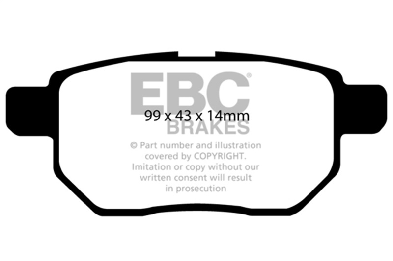 EBC 09-10 Pontiac Vibe 1.8 Yellowstuff Rear Brake Pads - Image 2