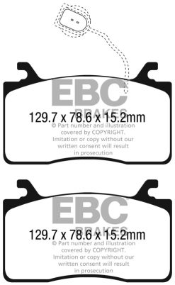 Alternative view of EBC 2016+ Alfa Romeo Guilia 2.0T Redstuff Front Brake Pads