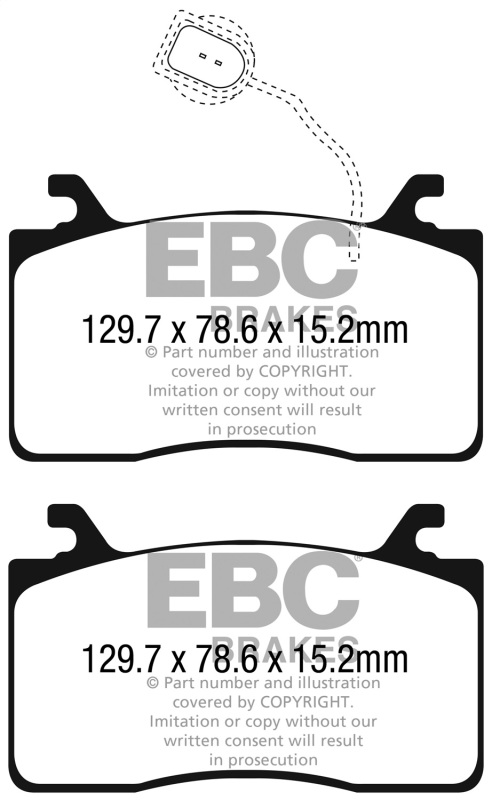 EBC 2016+ Alfa Romeo Guilia 2.0T Redstuff Front Brake Pads - Image 2