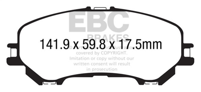 EBC 14+ Nissan Rogue 2.5 2 row seating Yellowstuff Front Brake Pads - Image 2
