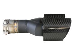 Alternative view of aFe Takeda 2.5in 304 Stainless Steel Clamp-on Exhaust Tip Passenger Side 2.5in Inlet 4inDual-Carbon
