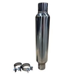 Kooks 2.5in Round Clamp In Muffler 14in Long Polished Stainless Steel - Image 3