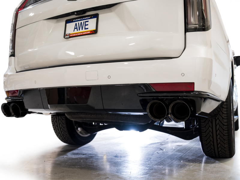 AWE Tuning 2021+ Cadillac Escalade 6.2L 0FG Dual Exit Exhaust System w/ 5in Diamond Blk Tips - Image 10