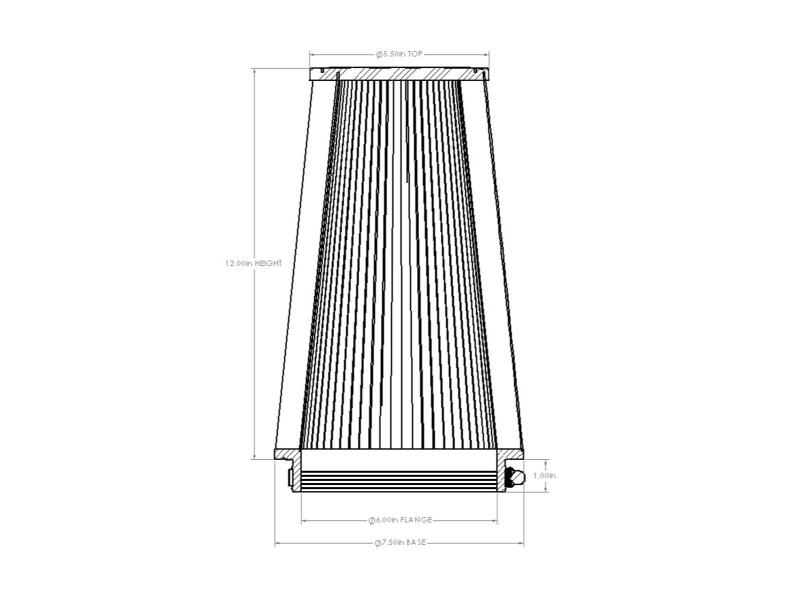 aFe POWER Universal Clamp-On Air Filter w/ D2 Dura-Dry Media - 6in F x 7.5in B x 5.5in T x 12in H - Image 6