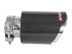 Alternative view of aFe MACH Force-Xp 409 SS Clamp-On Exhaust Tip 2.5in. Inlet / 4in. Outlet / 7in. L - Carbon