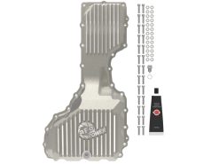 Alternative view of aFe GM Diesel Trucks 17-19 V8-6.6L L5P POWER Street Series Engine Oil Pan Raw w/ Machined Fins