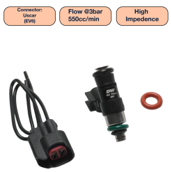 DeatschWerks Universal 550cc Single Fuel Injector / 34mm Length / 14mm O-Ring Seals