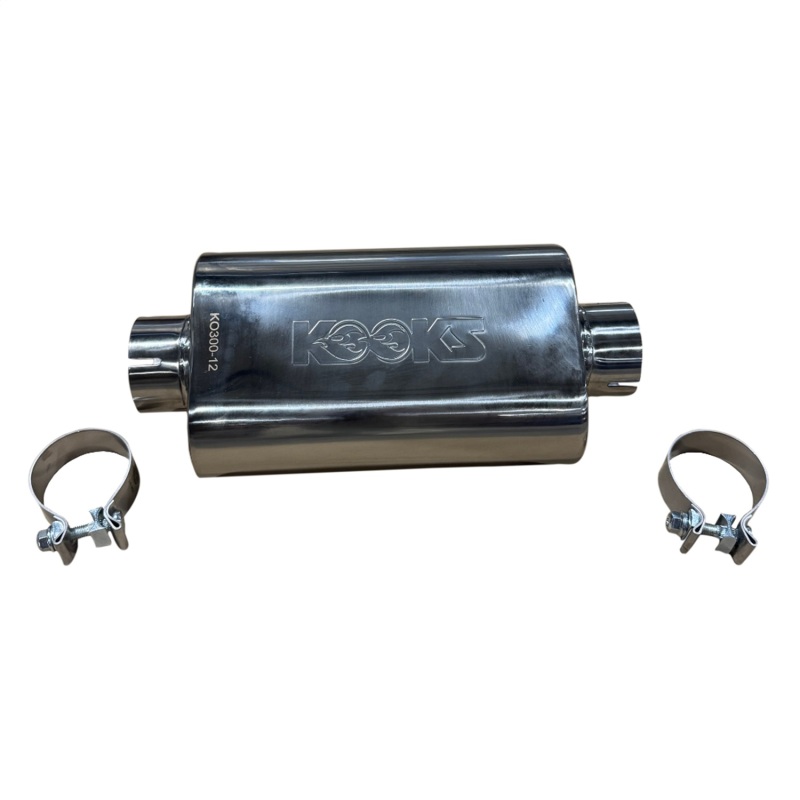 Kooks 3in Oval Clamp In Center/Center Muffler 12in Long Body Polished Stainless Steel - Image 5